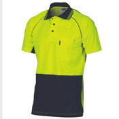 DNC Workwear Hi Vis Cotton Backed Cool-Breeze Contrast S/S Polo 3719